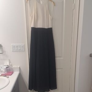 H by Halston Ivory & Black Colorblock Sleeveless Maxi Dress